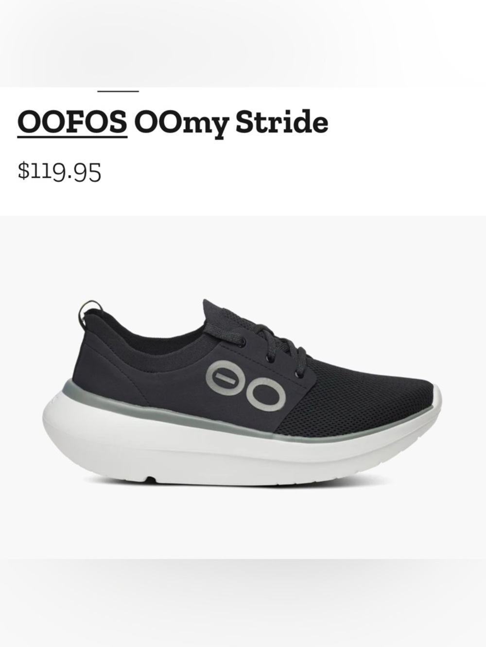 Oofos New Sample OOFOS OOmg Sport LS recovery shoes in black - Picture 4 of 10